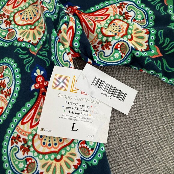 NEW! LuLaRoe Julia Pencil Dress Large Damask Medallion stretch short Sleeves - Picture 3 of 11